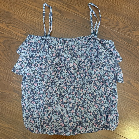 INC Silk Removable Strap Ruffle Tank Floral Top Size 6 Blue Pink Purple White - Picture 10 of 10